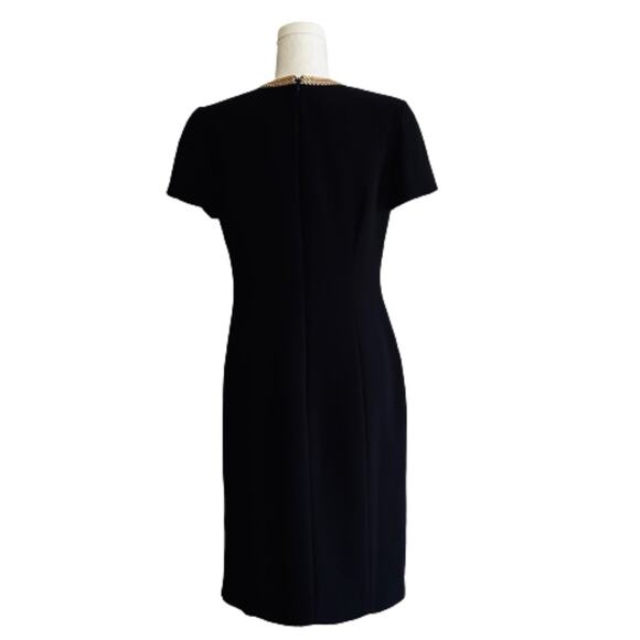 David Warren Dress Black Gold Metal Neckline Cap Sleeve Formal Midi Dress Size 6 - Picture 5 of 12